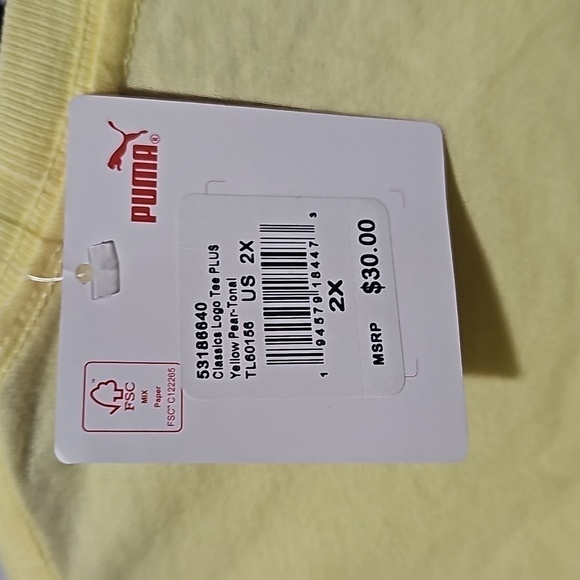 Puma Yellow Tee Shirt Size 2X NWT - Picture 3 of 6